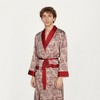 Anna-Kaci Men's Paisley Print Satin Robe with Contrast Trim Shawl Collar and Waist Tie - 2 of 4
