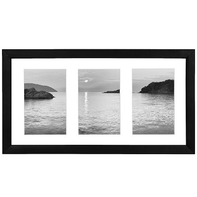 Americanflat Collage Picture Frame in Black with Three Displays of 4" x 6" Shatter Resistant Glass for Wall