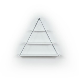FONTOI 3 Tier Triangle Storage Shelves Wall Mounted, Hanging Shelf with Metal Brackets for Collectibles, White, 29"*23"*5" - 1 of 4