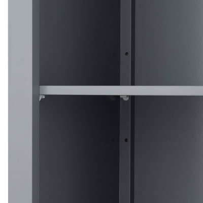 Gray Engineered Wood Linen Tower Cabinet with Adjustable Shelving