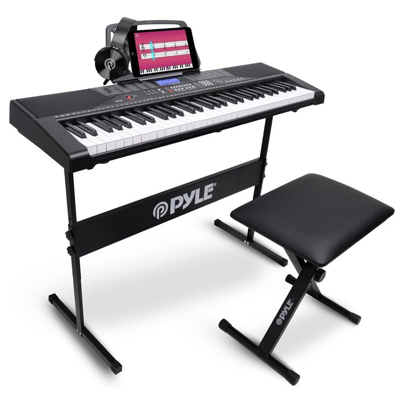 Pyle 61 Keys 2 in 1 Play and Sing Along Portable Electronic Piano Keyboard with Bluetooth, Weatherproof Case Bag, Keyboard Stool, and Keyboard Stand, 1 of 7