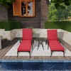 CLIHOME 3-Piece Outdoor Chaise Lounge Bar Table Set with Cast Aluminum Side Table - 2 of 4