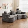 Modern Curved Sofa, 3-Seat Spring Couch with Armrest and Pillows, Deep Seat Design Foam Sofa with Green Corduroy Cover-Coolbibila - 3 of 4