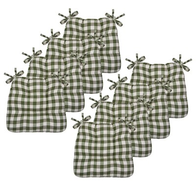 Kate Aurora Country Living Gingham Plaid Checkered Country Farmhouse Chair Cushion Pads