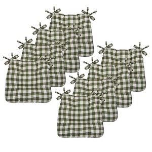Kate Aurora Country Living Gingham Plaid Checkered Country Farmhouse Chair Cushion Pads - 1 of 3