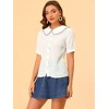 INSPIRE CHIC Women's Peter Pan Collar Contrast Color Trim Gingham Button Up Shirt - 2 of 4