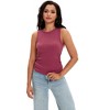 ATHLECHIC Women's Summer Ruched Ribbed Crew Neck Sleeveless Tank Tops - 2 of 4