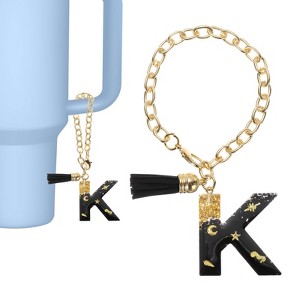 Unique Bargains Resin Lightweight Decorative Tassel Keychain Handle Charm Black with Gold Foil 1 Pc - 1 of 4