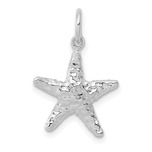 Black Bow Jewelry 14k White Gold 13mm 3D Textured Starfish Charm - 1 of 4