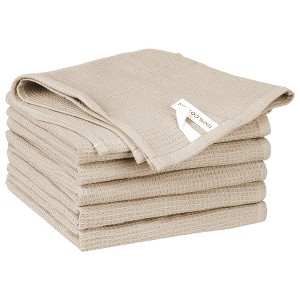 Unique Bargains Reusable Cotton Waffle Weave Drying Absorbent Kitchen Towels 14" x 14" 6 Packs - 1 of 4