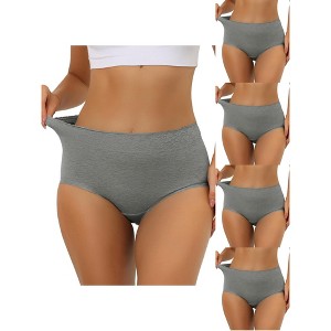Allegra K Women's Cotton High-Waist Lace Trim Tummy Control 5 Packs Full Coverage Briefs - 1 of 4