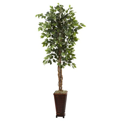 Nearly Natural Ficus with Decorative Planter (6.5")