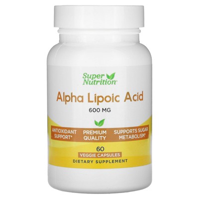 Super Nutrition Alpha Lipoic Acid, 600 mg, 60 Veggie Capsules