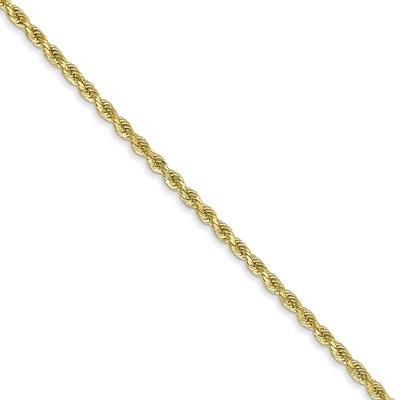 Black Bow Jewelry 1.75mm, 10k Yellow Gold Diamond Cut Solid Rope Chain Necklace