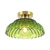 Rennnsan Sydney 11.8 in. 1-Light Modern Gold Dome Semi-Flush Mount Light with Textured Green Glass - 3 of 4