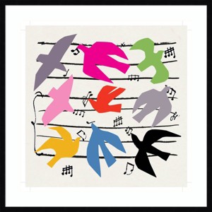 33" x 33" Dawn Bird Chorus by Jenny Frean Wood Framed Wall Art Print - Amanti Art - 1 of 4