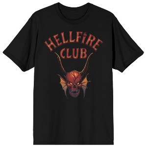 Stranger Things Hellfire Club Painterly Skull on Black Adult Crew Neck Short Sleeve T-shirt - 1 of 3