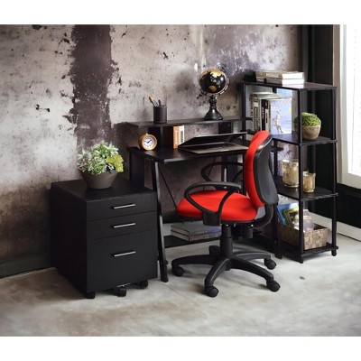 NicBex Home Office Desk 18" L Morden Computer Desk with Storage Shelves, Ports and Wooden Desktop Ladder-Shaped Writing Desk for Study and Work