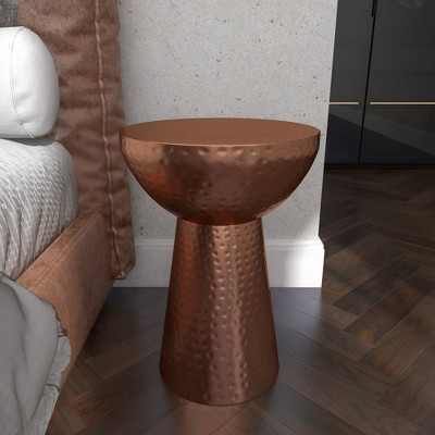 Vintage-Inspired Copper Metal Round Accent Stool - 22.5" x 15.4"
