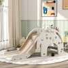 64.20"Qaba 3 in 1 Toddler Slide for Years 1-3, Kids Slide with Climber, Basketball Hoop, Elephant-Shaped Indoor Slide, Cream White - 2 of 4