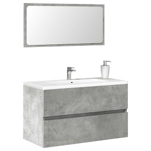 vidaXL Bathroom Cabinet With Mirror Concrete Grey Engineered Wood 31.5 in - 1 of 4
