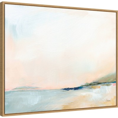 Open Sky Over Water Framed Canvas Art Print in Maple Frame
