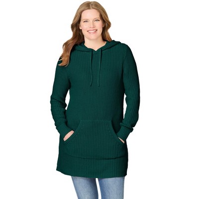 Woman Within Plus Size Shaker Sweater Pullover Hoodie