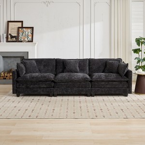 Modern Sectional Sofa Upholstered Cloud Sofa with Comfy Double Layer Upholstered Seat Cushion, Green/Black/Blue/Beige - ModernLuxe - 1 of 4