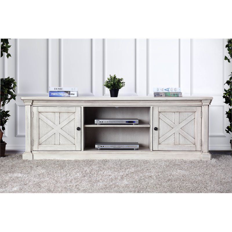 Vallie Cottage Wood 72-inch TV Stand in Antique White - Furniture of America, 1 of 7