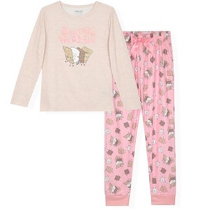 Sleep On It Girls 2-Piece Brushed Jersey Pajama Set - 1 of 4