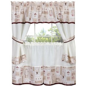 Kate Aurora Café Cappuccino Latte & Pastries Complete Kitchen Curtain Set - 1 of 1