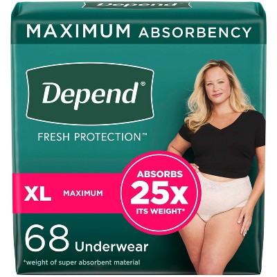 Depend Fresh Protection Adult Incontinence & Postpartum Underwear for Women - Maximum Absorbency - Blush