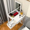 KWPZQEB Small Makeup Vanity Table, Dresser Desk with Flip Top, Vanity Desk with LED Mirror & Drawer, Compact Vanity Table for Bedroom, Closet, White - 2 of 4