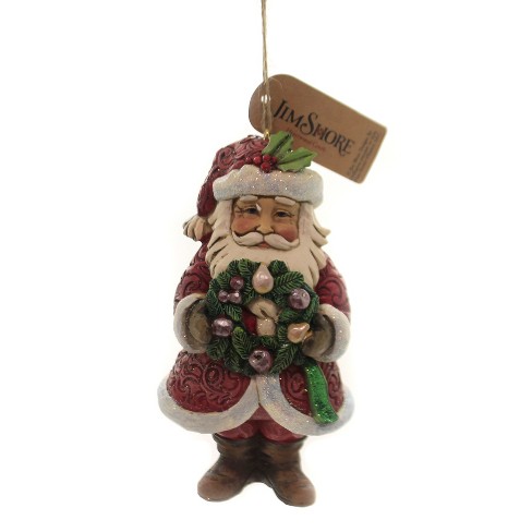 Jim Shore Winter Wonderland Santa W/wreath - 5.0 Inches - Ornament ...