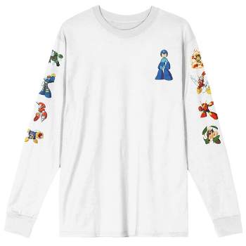 Megaman Cartoon Men's Retro Characters White Long Sleeve TShirt
