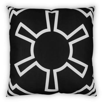 Star Wars White Imperial Symbol 25"x25" Black Square Outdoor Pillow