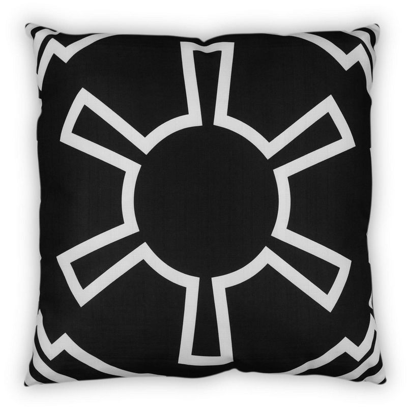Star Wars White Imperial Symbol 25"x25" Black Square Outdoor Pillow, 1 of 8