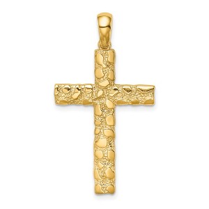 Black Bow Jewelry 14k Yellow Gold Polished Nugget Cross Pendant - 1 of 4