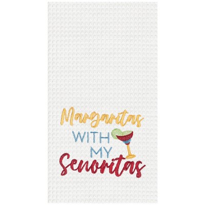C&F Home Margaritas With Senoritas Embroidered Cotton Waffle Weave Kitchen Towel