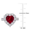 CREATED FOREVER | Sterling Silver 3 CT TGW Created Ruby and 1.60 CT TW Lab-Grown Diamond Heart Halo Ring - 4 of 4