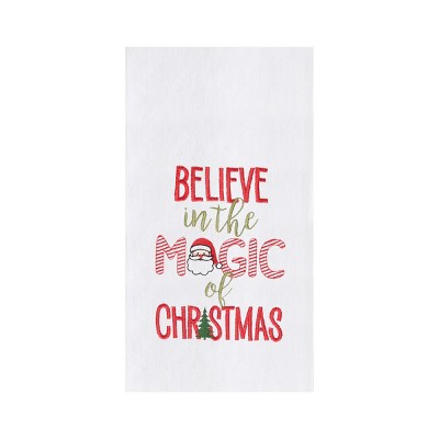C&F Home "Believe in the Magic Of Christmas" with Santa and Christmas Tree Cotton Flour Sack Kitchen Dish Towel 27L x 18W in.