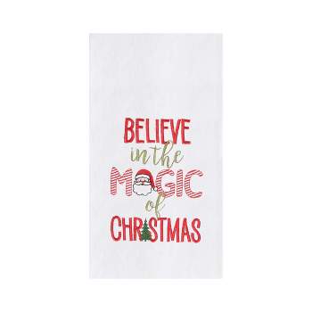 C&F Home "Believe in the Magic Of Christmas" with Santa and Christmas Tree Cotton Flour Sack Kitchen Dish Towel 27L x 18W in.