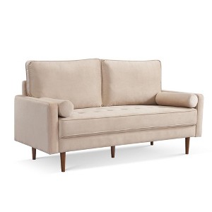 American Furniture Classics,69 Inch Wide Upholstered Two Cushion Sofa with Bolster Pillows - 1 of 4