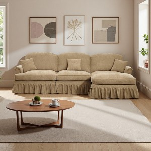 L-Shaped Sectional Sofa with Flared Arms, Skirt & Ottoman - 1 of 4