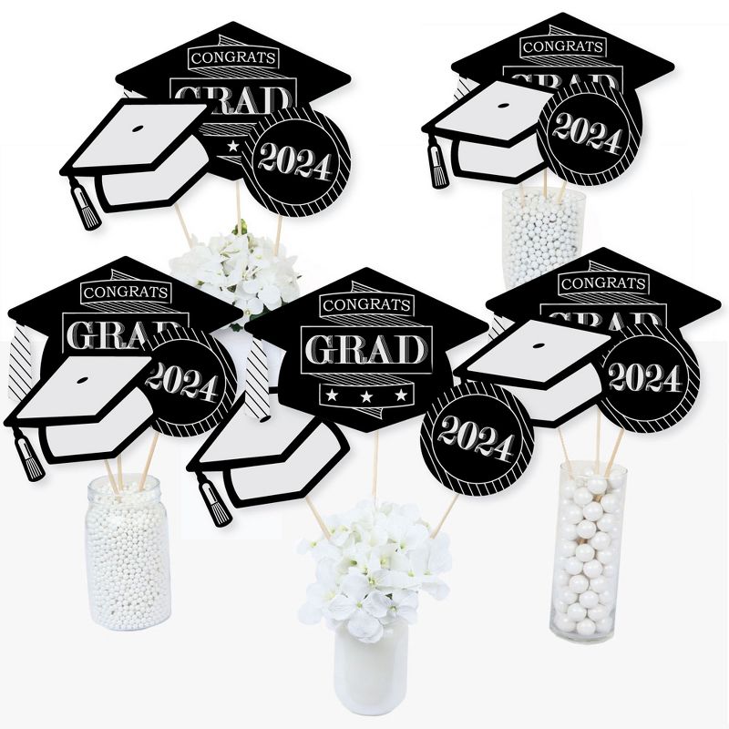 Big Dot of Happiness Graduation Cheers - 2024 Graduation Party Centerpiece Sticks - Table Toppers - Set of 15, 2 of 9