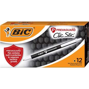 BIC PrevaGuard Clic Stic Retractable Ballpoint Pen Medium Point Black Ink 12/Pack (CSA11-BLK) 