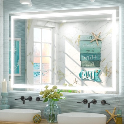 Keonjinn LED Front Light Bathroom Vanity Wall Mirror, 3 Color Temperatures, Anti-fog