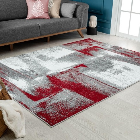 Luxe Weavers Contemporary Abstract Red 2x7 Area Rug : Target