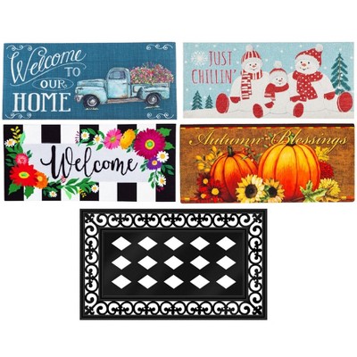 Evergreen Flag Sassafras Doormat All Seasons Set of 5 Interchangeable Mats and Tray