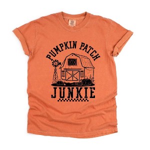 Simply Sage Market Women's Pumpkin Patch Junkie Barn Short Sleeve Garment Dyed Tee - 1 of 4